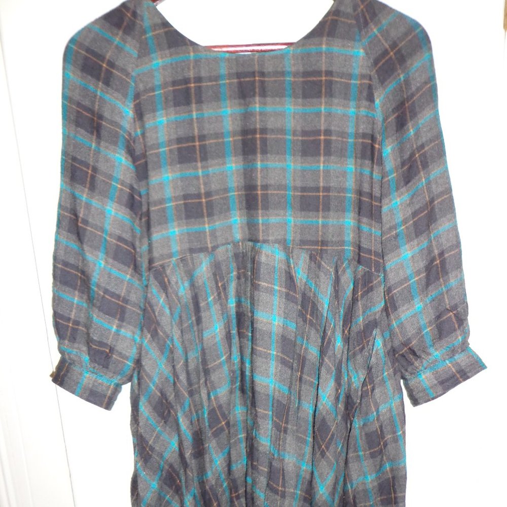 Urban Outfitters Soft & Flowy Dress S Plaid Raglan Sleeves
